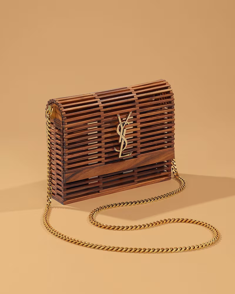 Saint Laurent Small Kate Wooden Weave Box Bag