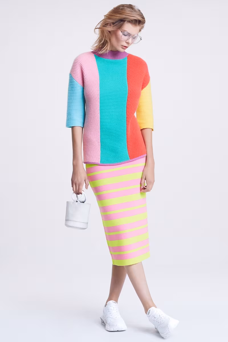 Victor Glemaud Stripe Short Sleeve Cashmere Sweater