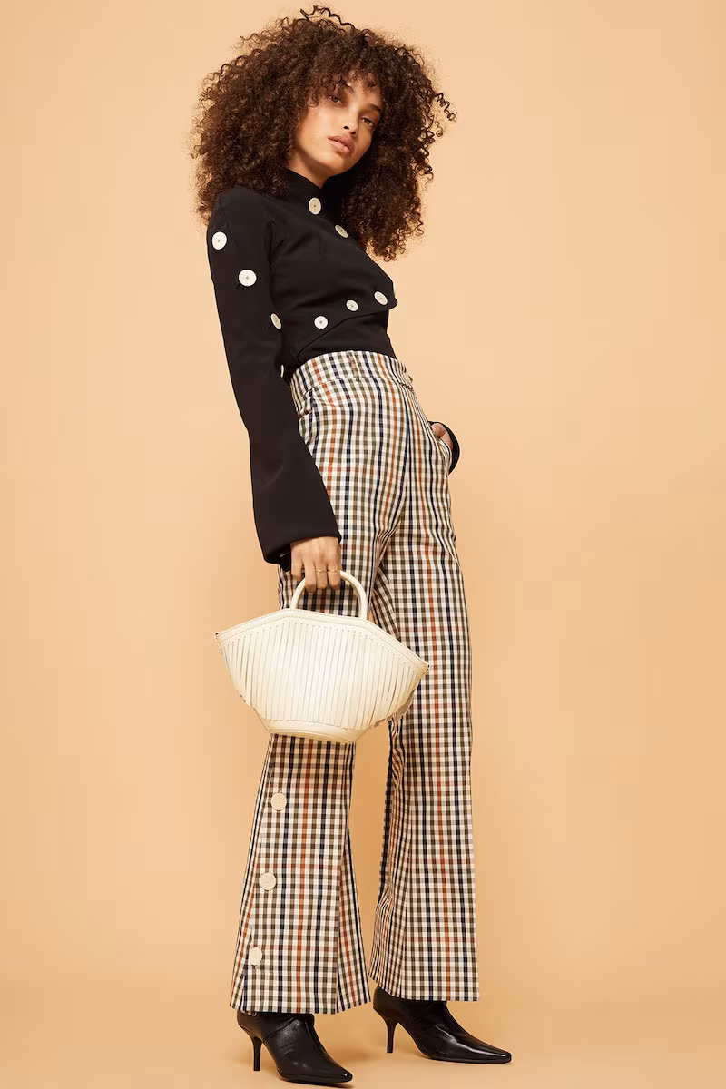 A.W.A.K.E. Button Side Flare Trousers