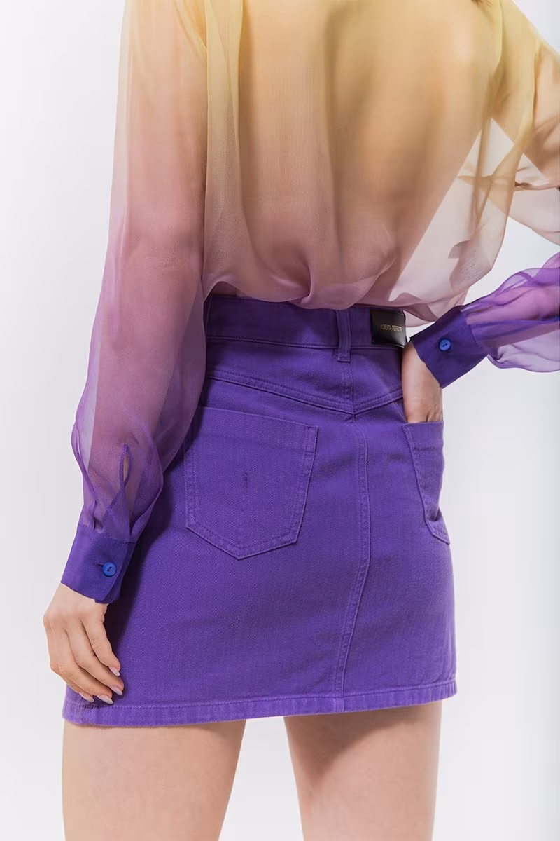 Alberta Ferretti Cotton Denim Mini Skirt