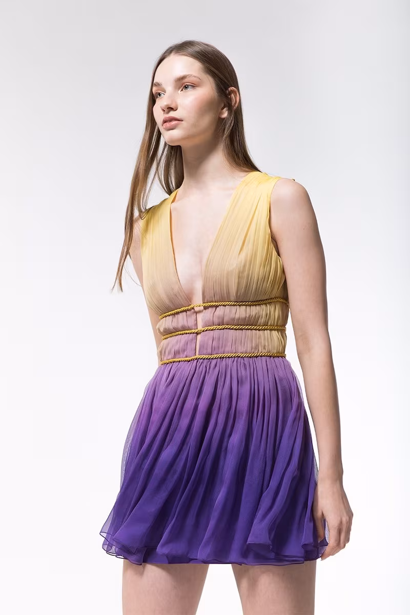 Alberta Ferretti Degradè Silk Chiffon Mini Dress