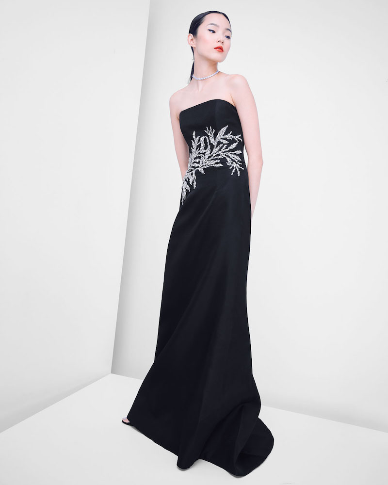 Carolina Herrera Crystal-Embellished Strapless Gown