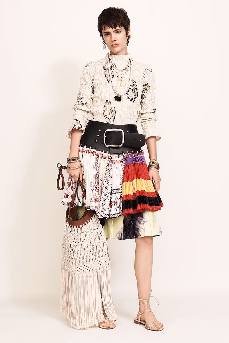 Chopova Lowena Patchwork Pleated Cotton-Blend Mini Skirt