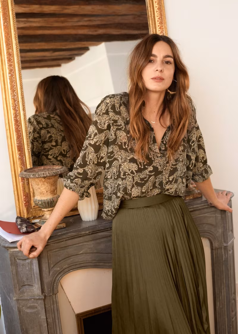 & Other Stories Leopard Print Silk Shirt