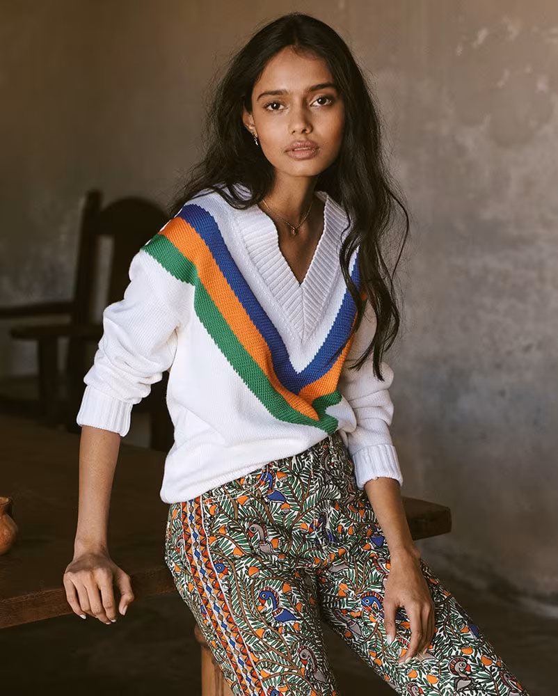 Tory Burch Colorblock V Sweater