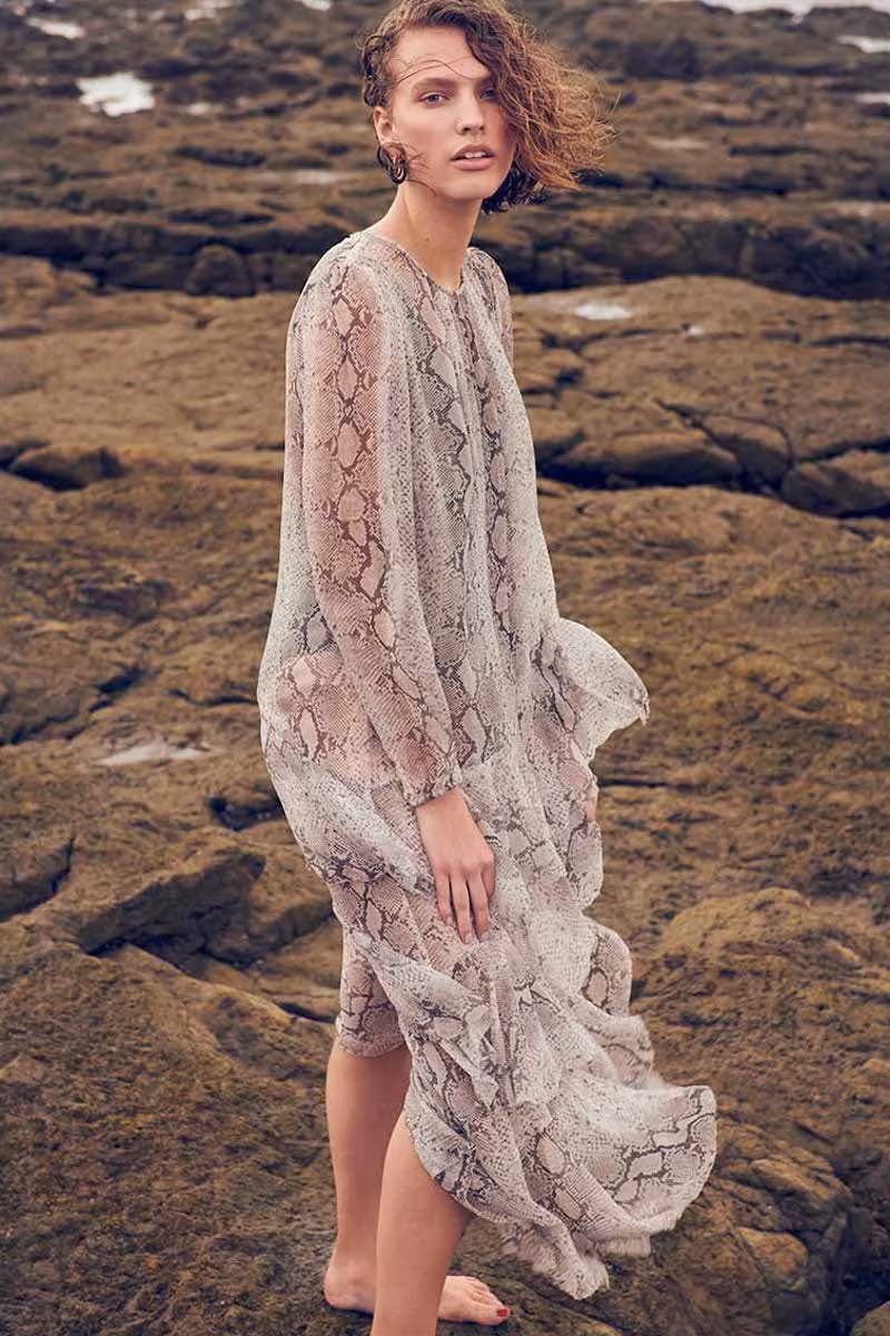 Zimmermann Corsage Python-Print Tiered Silk Dress