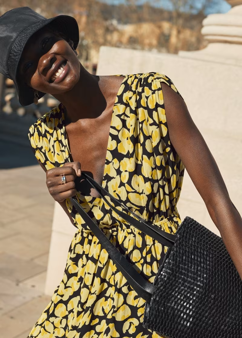 & Other Stories Woven Leather Bucket Bag