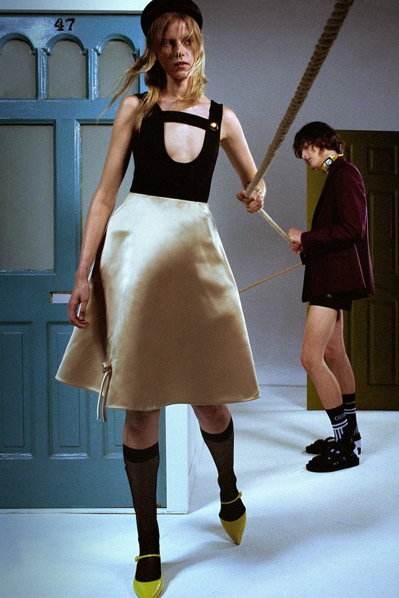 Prada Bow appliqué Silk-Satin Skirt