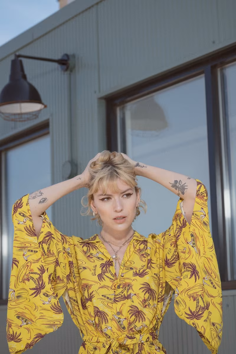 R13 Hawaiian-Print Belted Kimono-Style Shirtdress