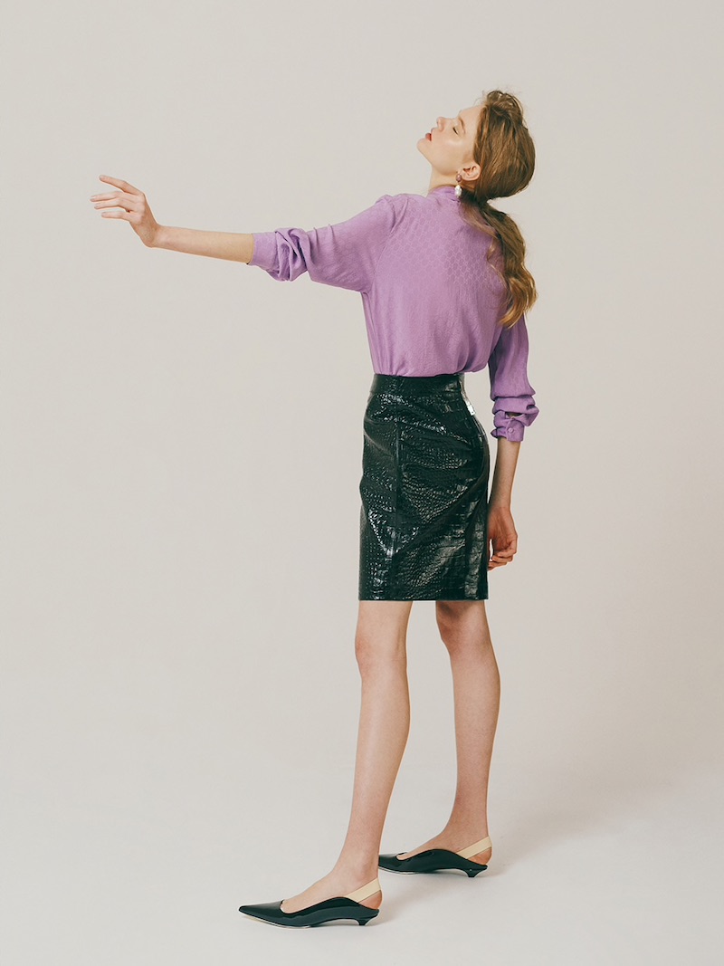Gucci Croc Embossed Leather Mini Skirt