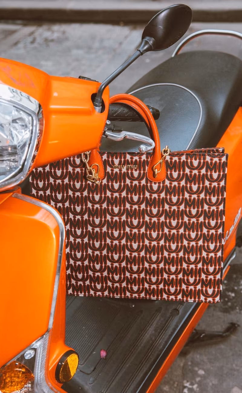 Miu Miu Jacquard and Leather Tote
