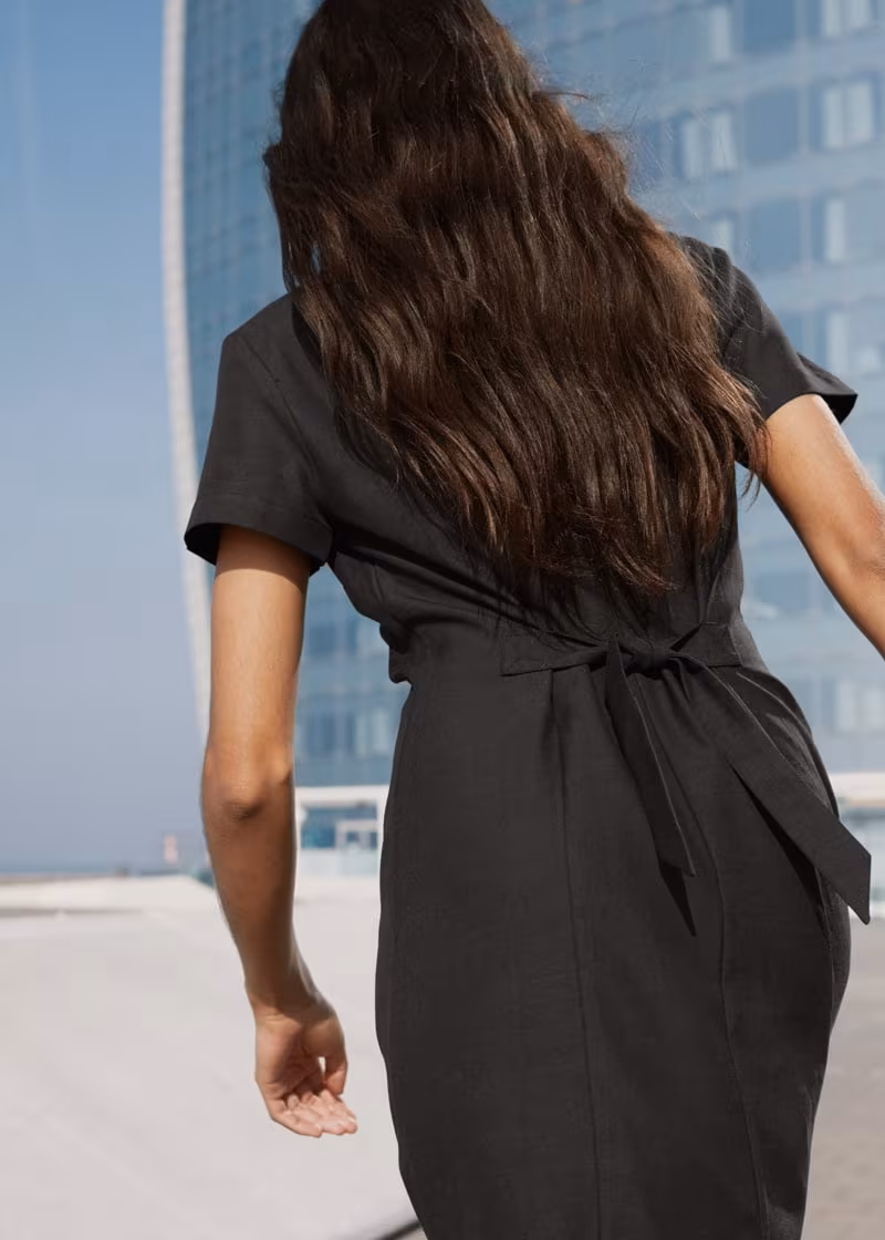 & Other Stories Hourglass Cotton Blend Mini Dress