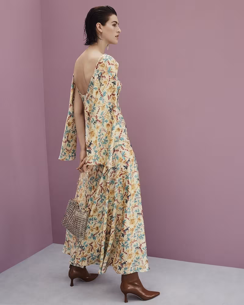 Paco Rabanne Floral-Print Satin Dress