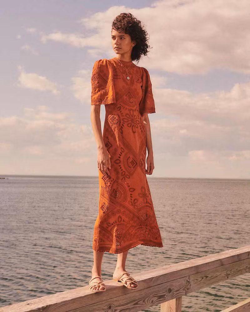 Sea Agatha Short Sleeve Midi Dress