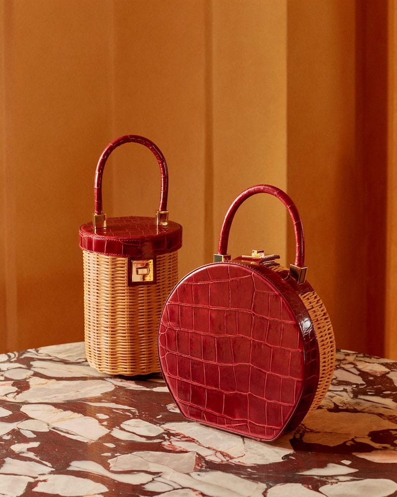 Sparrows Weave the Cylinder Wicker and Leather Bag