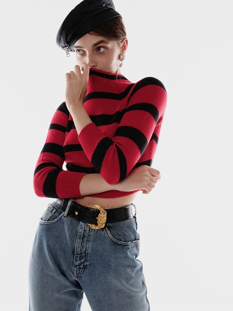 Miu Miu Striped Cashmere Cropped Sweater
