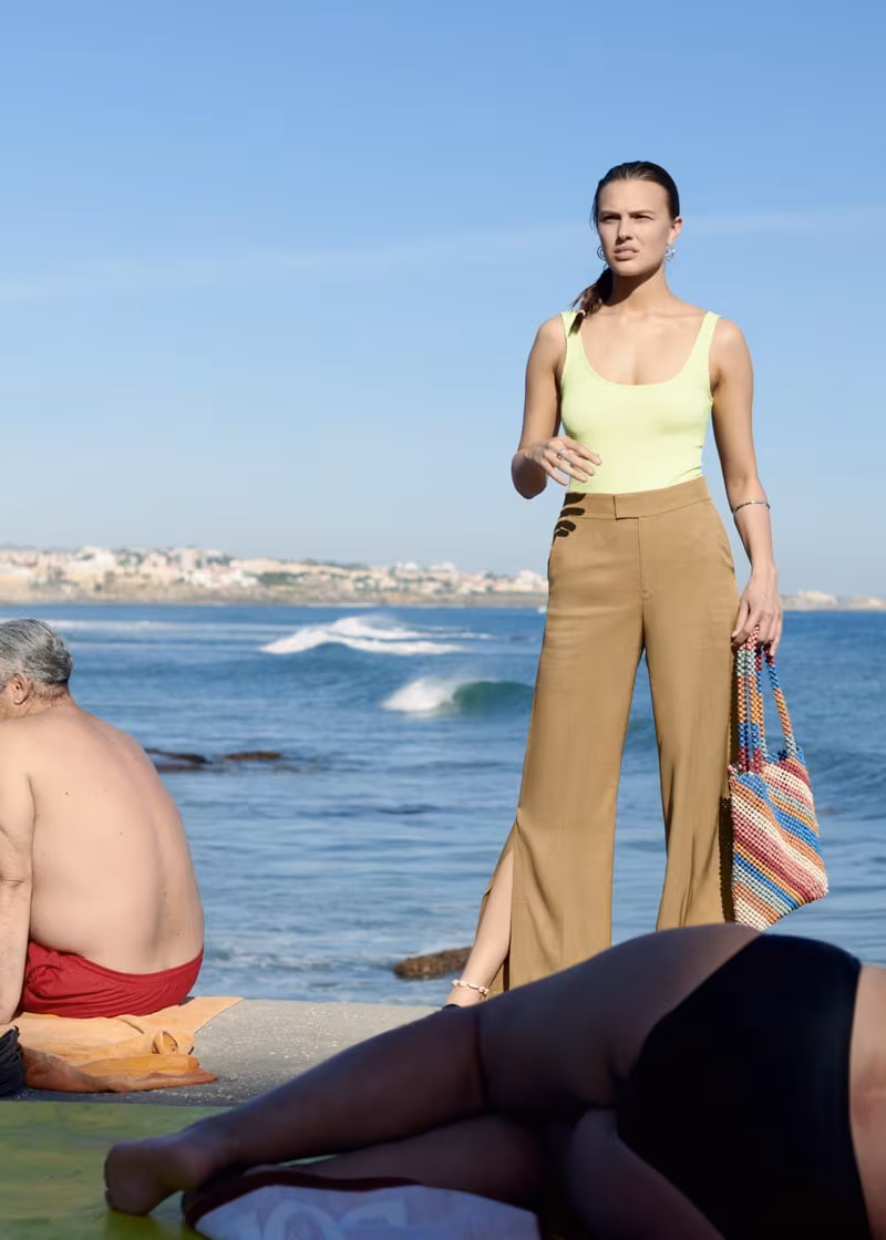 & Other Stories High Waisted Side Slit Flared Pants