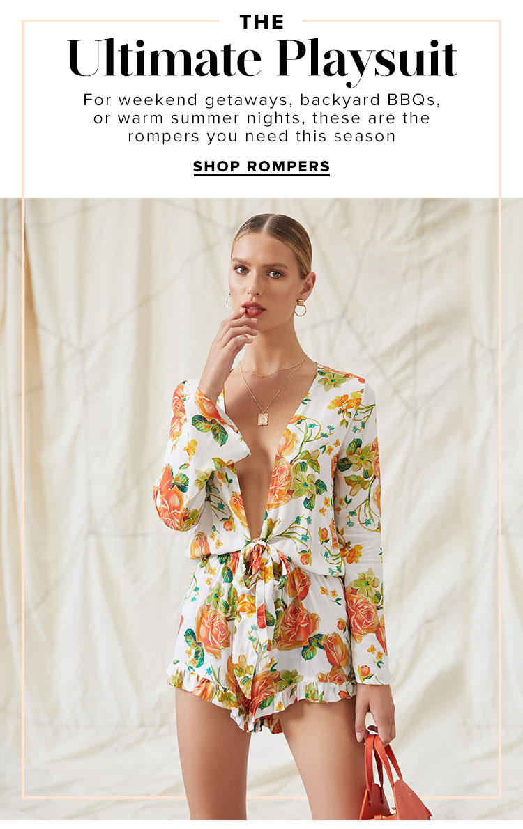 The Ultimate Playsuit. For weekend getaways, backyard BBQs, or warm summer nights, these are the rompers you need this season. Shop rompers.
