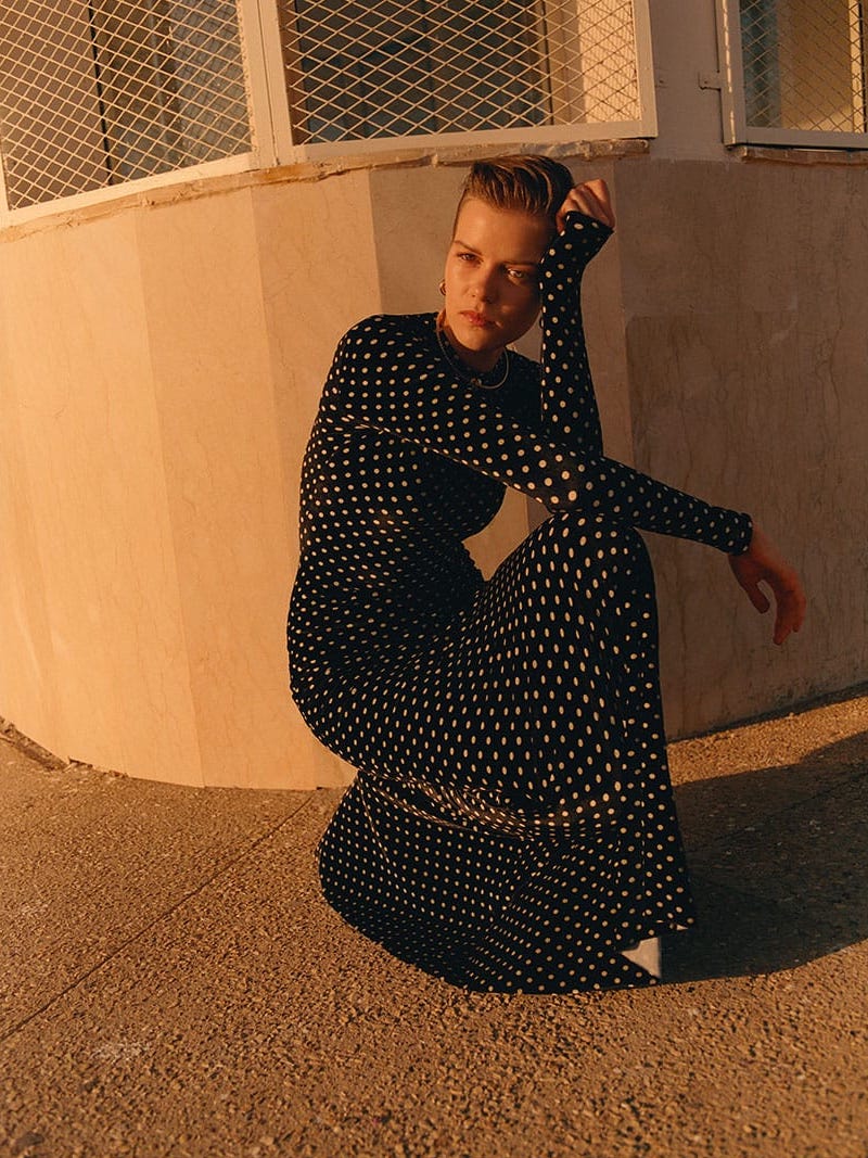 Balenciaga Polka-Dot Velvet Maxi Dress