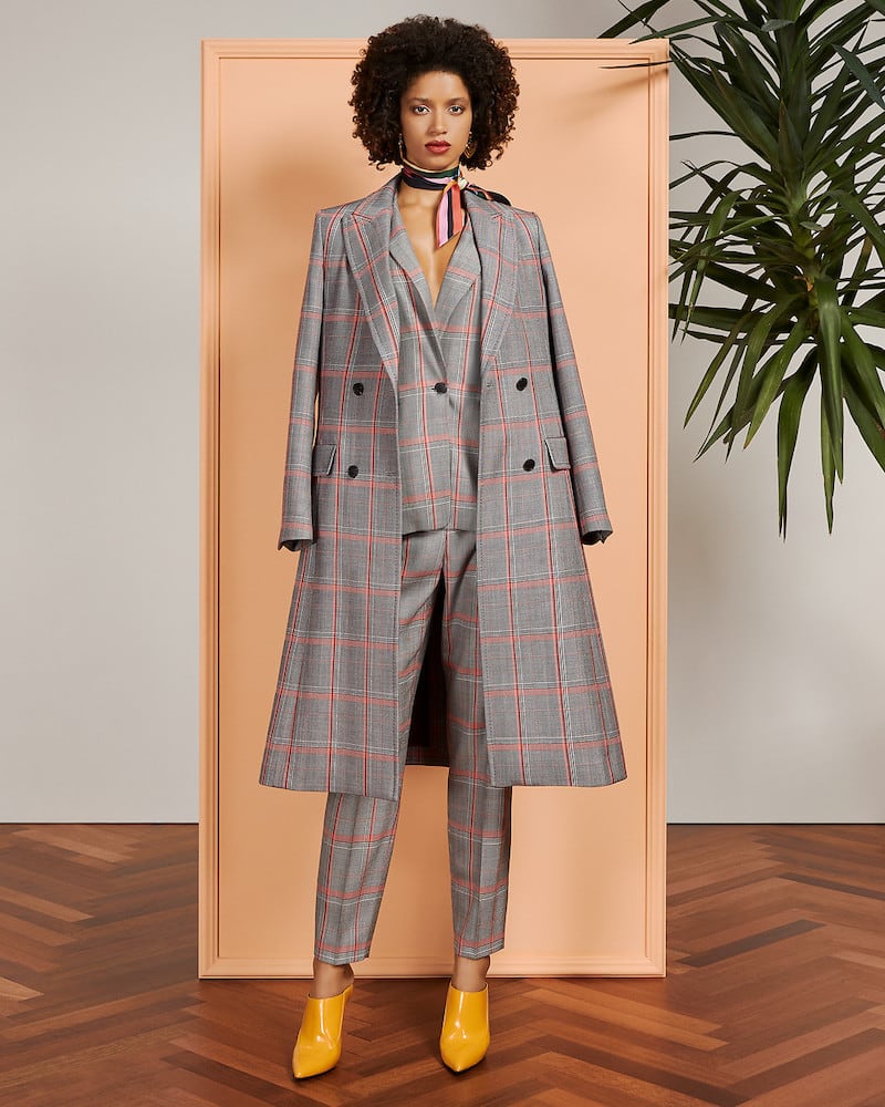 Escada Glen Plaid Double-Breasted Trench Coat