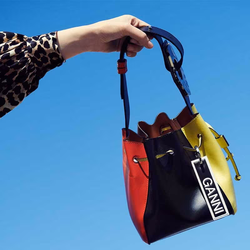 Ganni Colorblock Cinch Bucket Bag