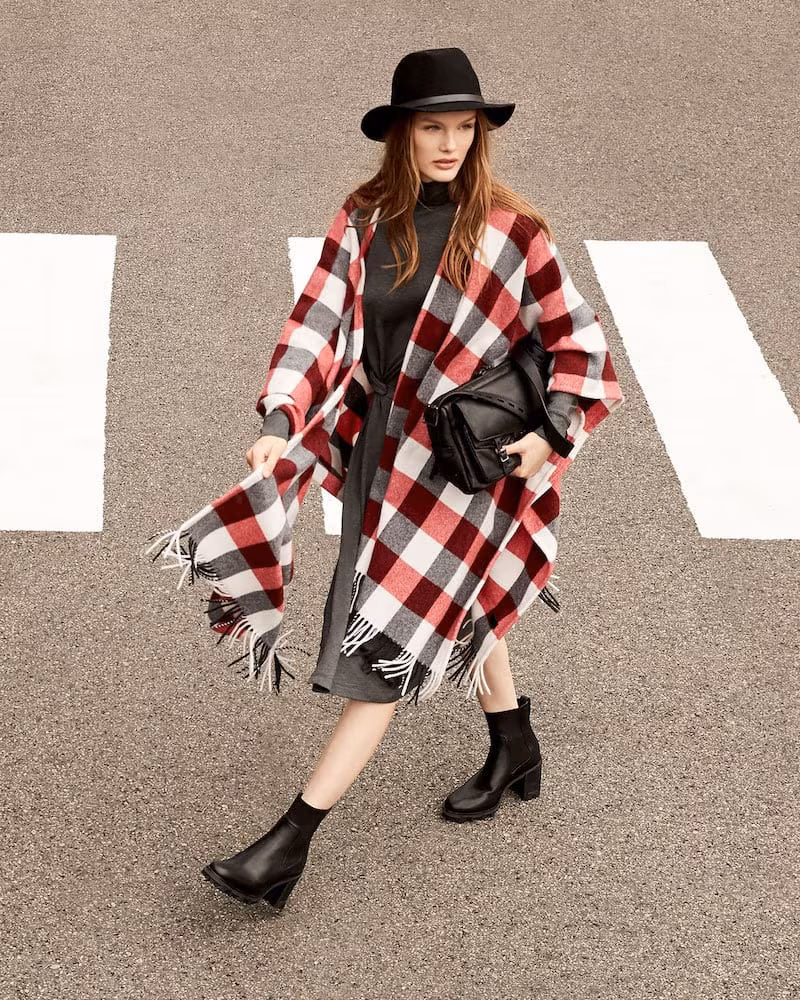 Rag & Bone Buffalo Plaid Fringe Poncho