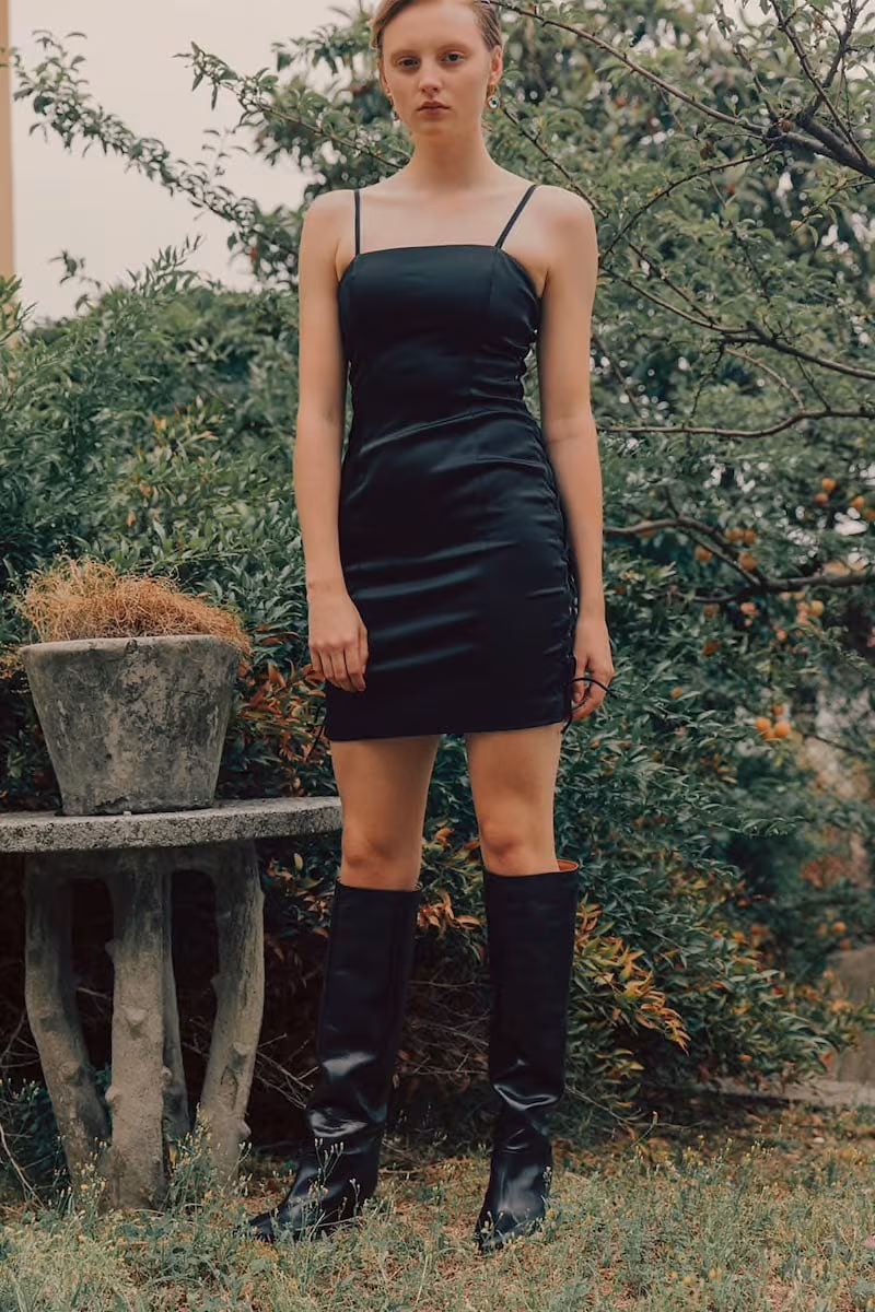 Unravel Satin Laced Up Mini Dress