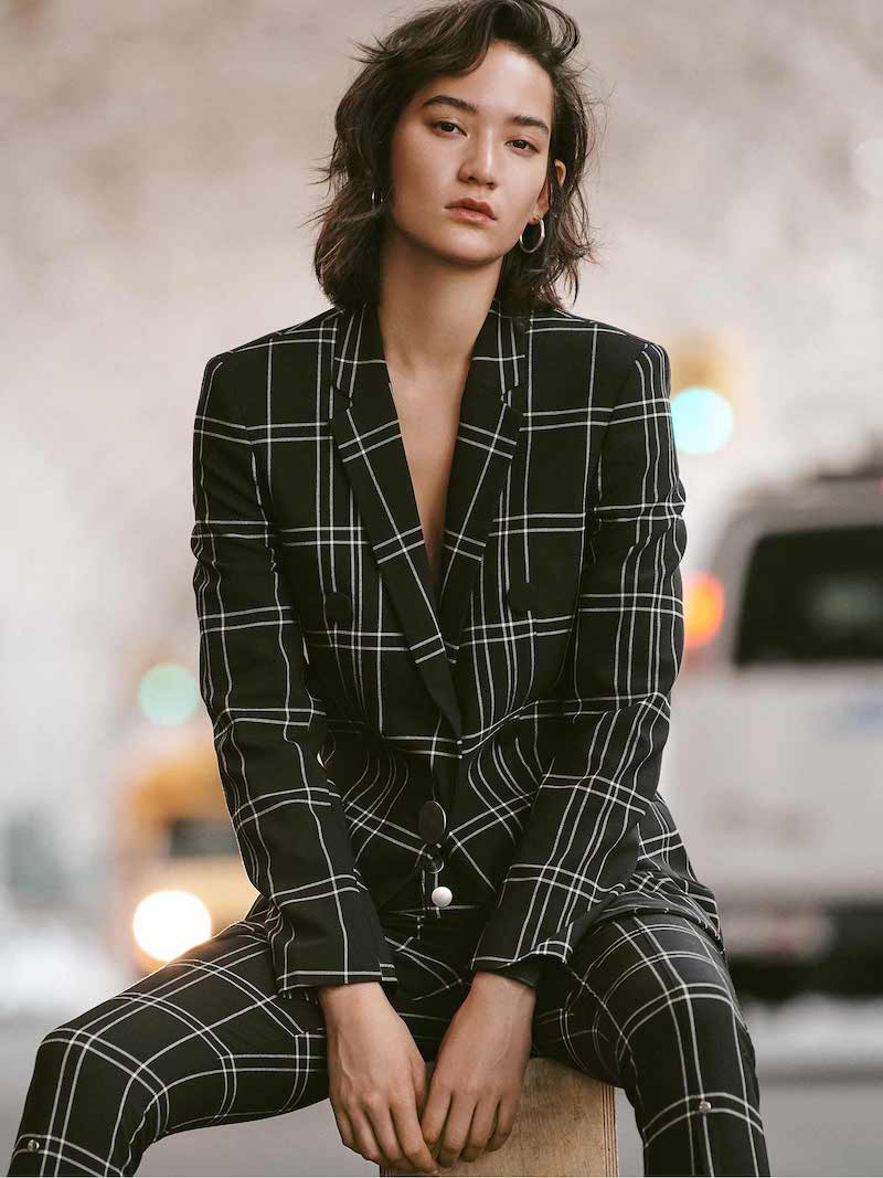 Alexander Wang Peaked Lapel Jacket with Leather Trim