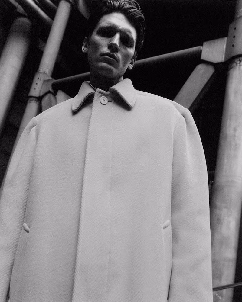 Balenciaga Pinched-Shoulder Wool Overcoat