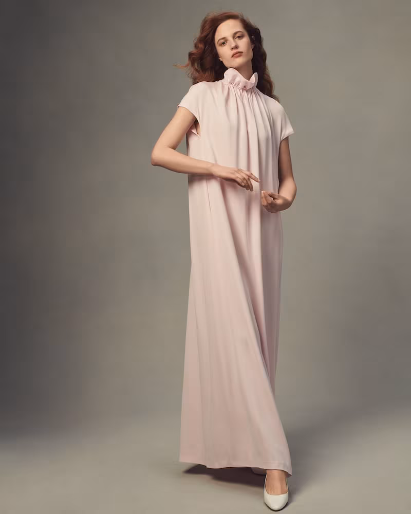 Lisa Perry Silk Crepe Flyaway Gown