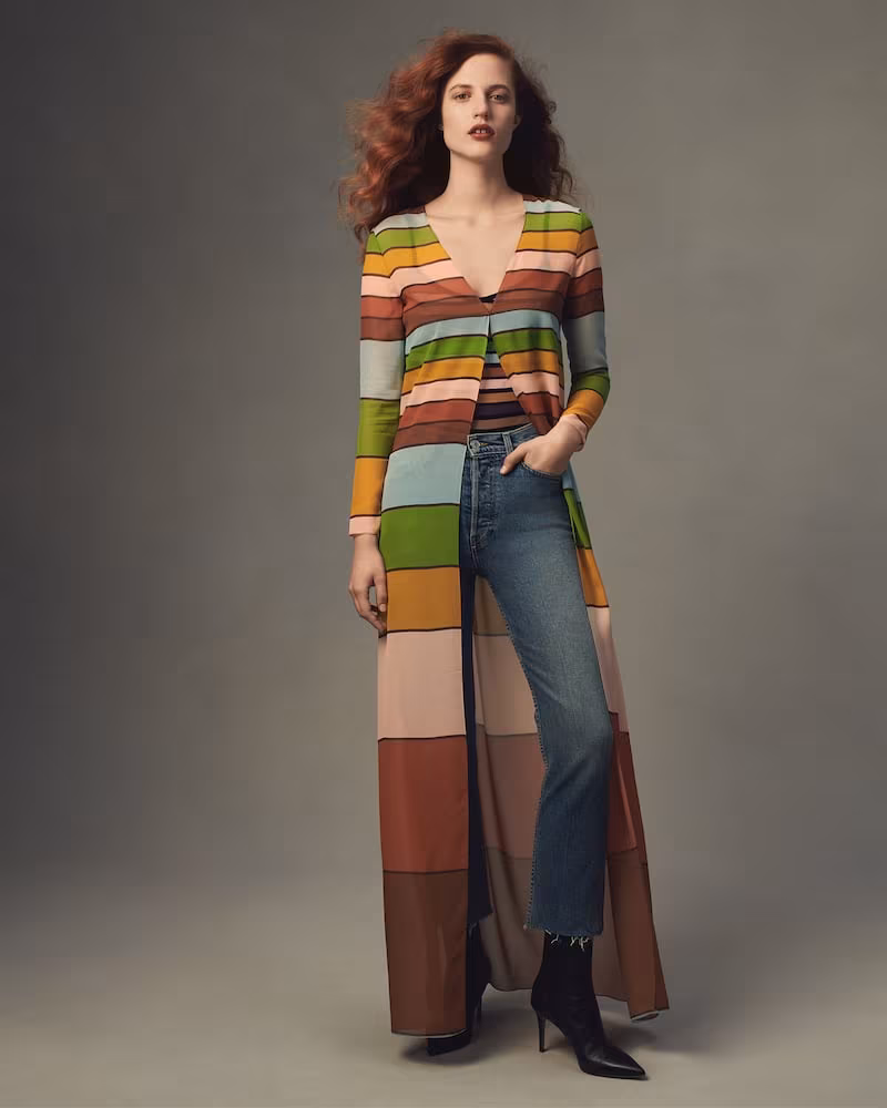Lisa Perry Striped Silk Duster