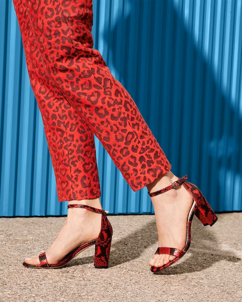 Stuart Weitzman NearlyNude Snake-Print Sandals