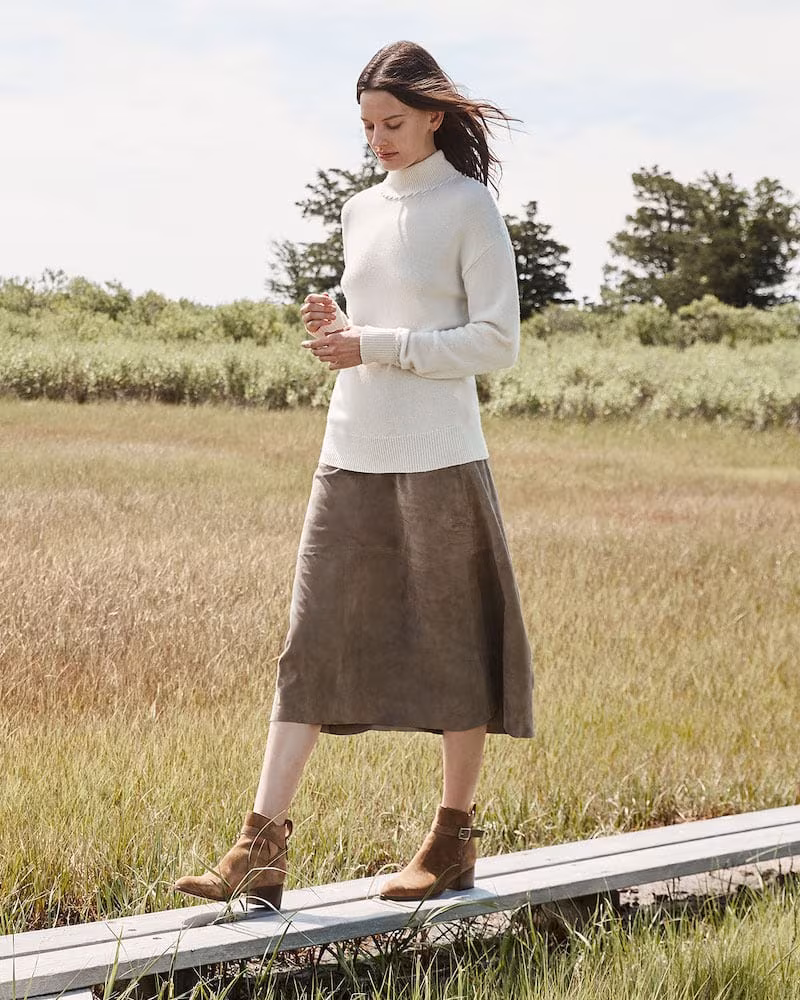 Theory Soft Lamb Suede Volume Skirt