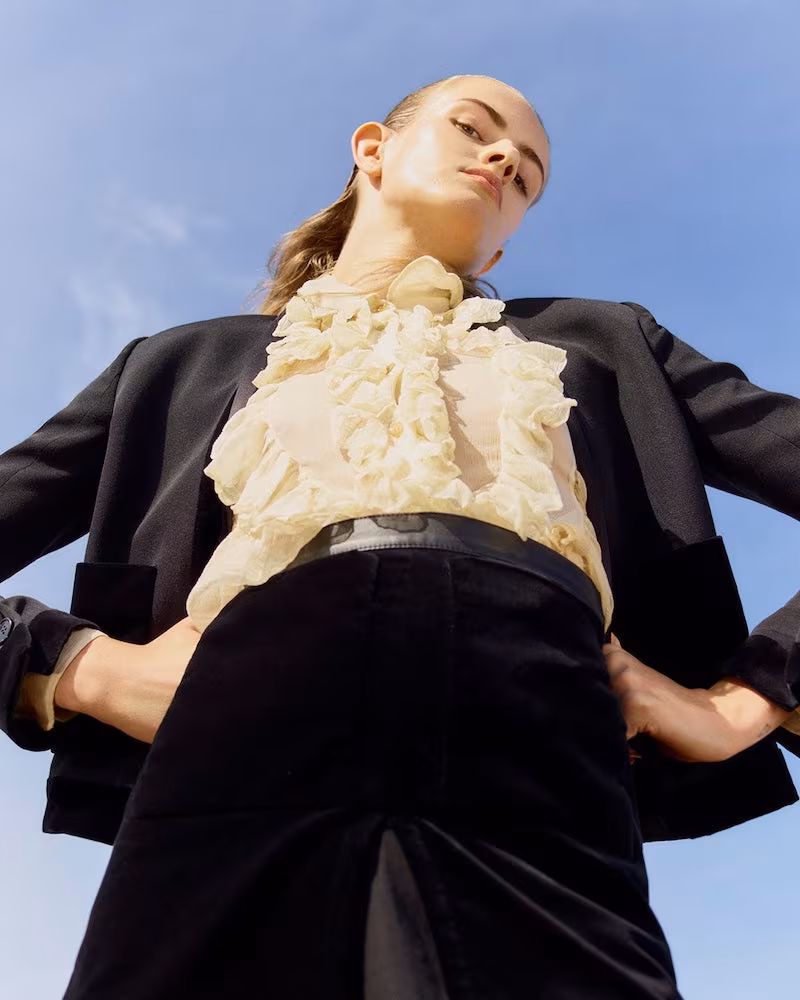 Burberry Ruffled Pleated Silk-Crepe Blouse