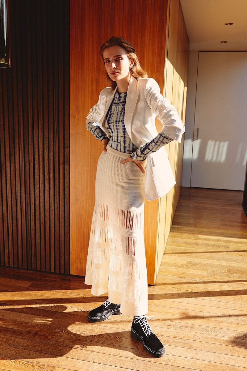 Gabriela Hearst Rodine Rib-Knit Tiered Wool-Blend Skirt