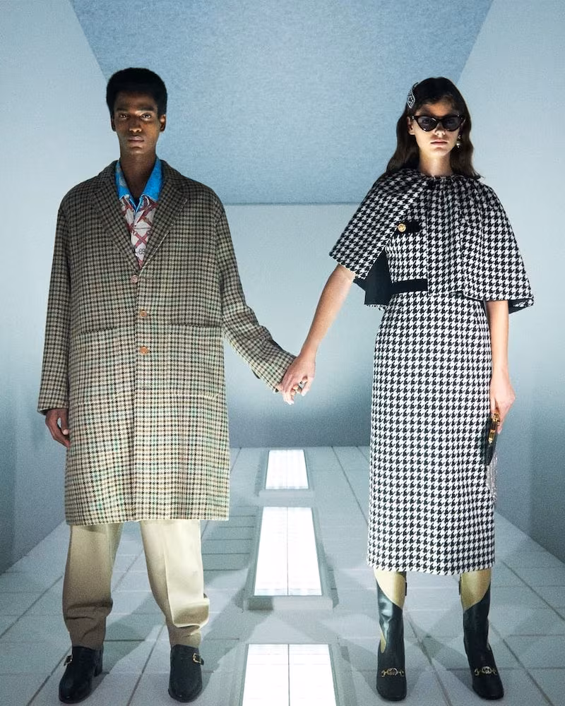 Gucci Houndstooth Wool-Blend Dress