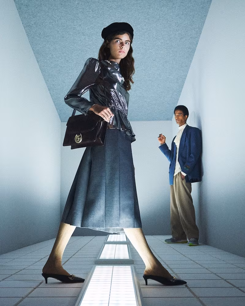 Gucci Pleated-Wool Midi Skirt