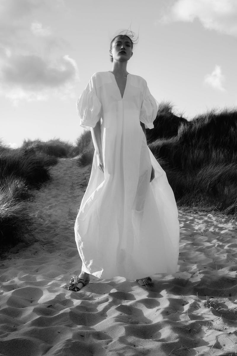 Jil Sander Exclusive to Mytheresa – Cotton, Linen and Silk Puff sleeve Maxi Dress