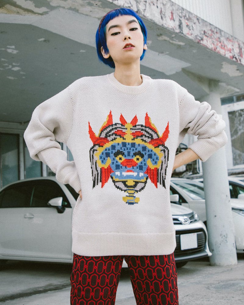 Kirin Haetae Jacquard Knitted Sweater