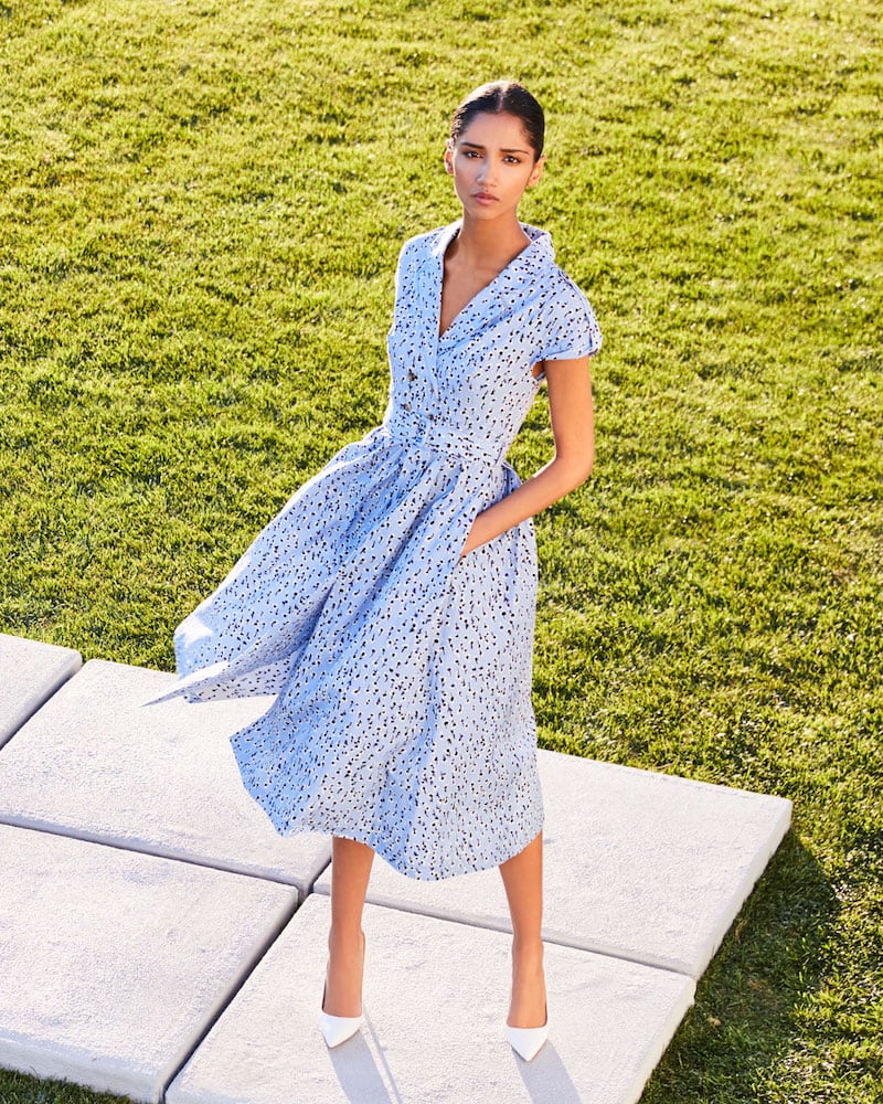 Lela Rose Double-Breasted A-Line Shirtdress