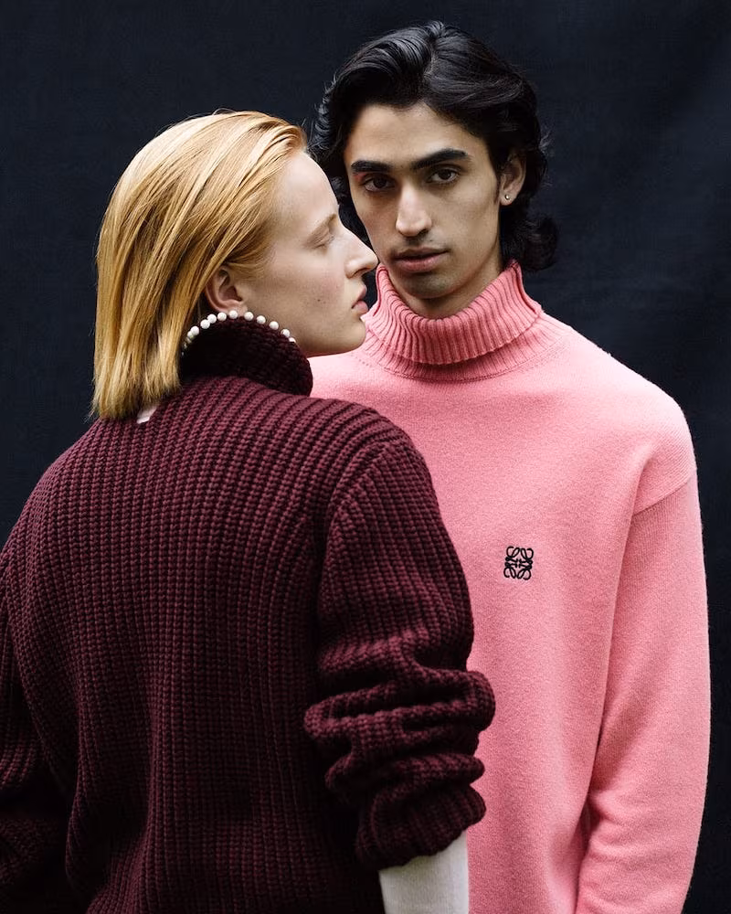 Loewe Faux Pearl-Neck Ribbed Cashmere Sweater