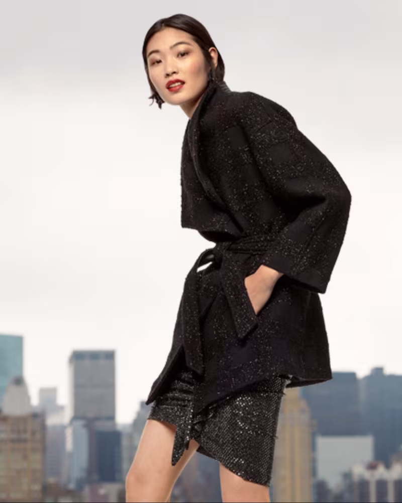 Mackage Gail Leather-Belted Wool Wrap Coat