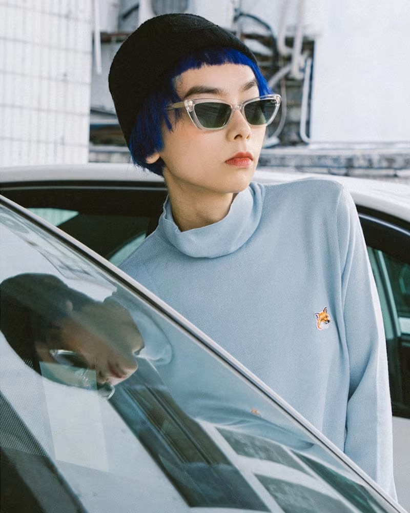 Maison Kitsune Turtleneck Fox Head Patch Sweater