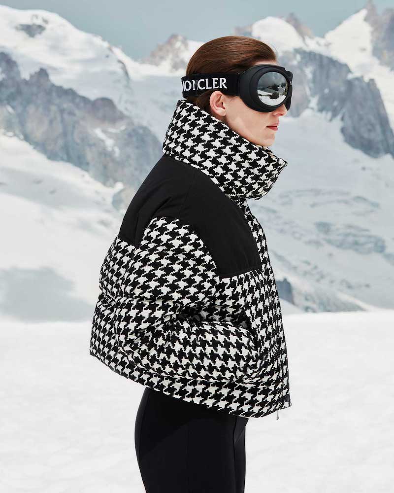 Moncler Cropped Houndstooth Down Jacket