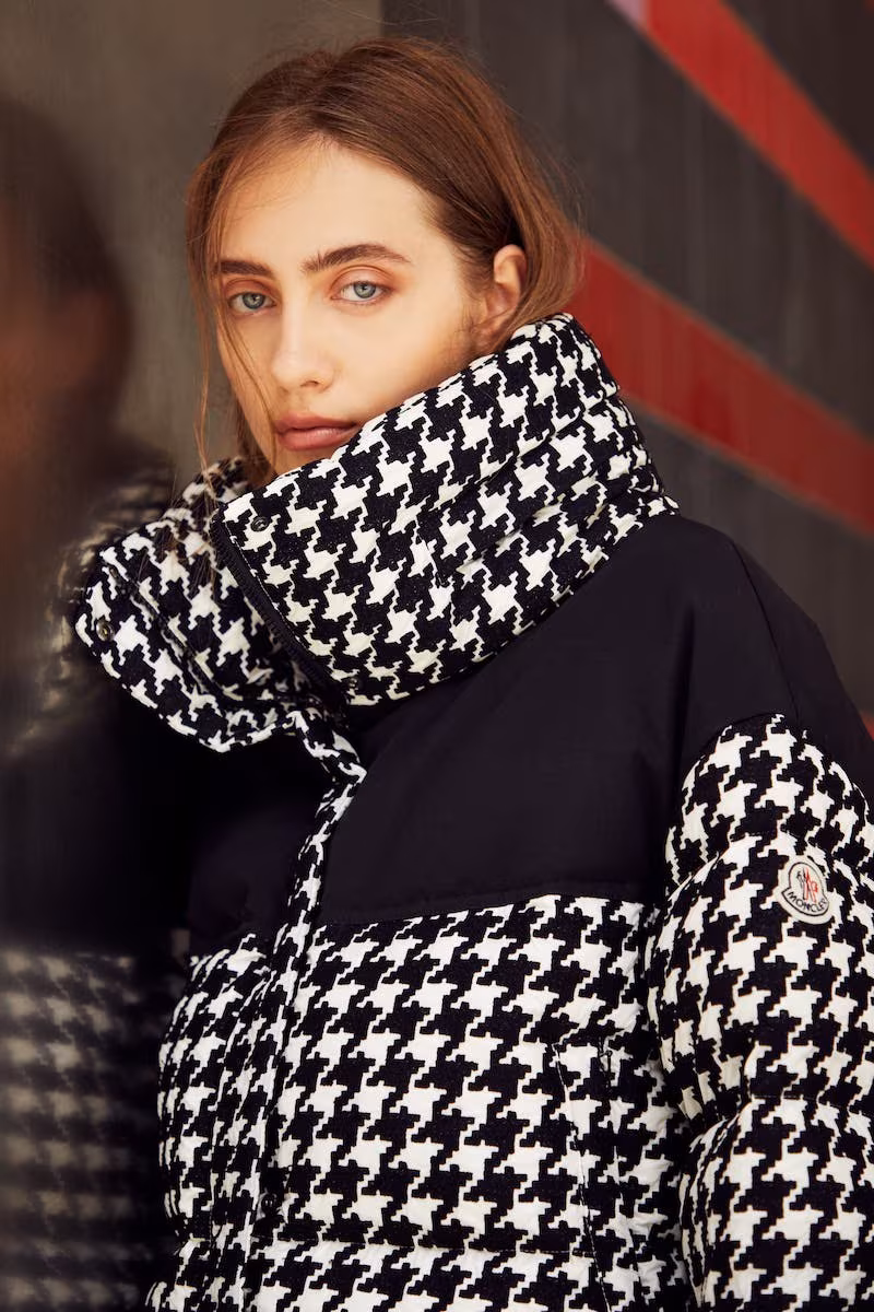 Moncler Nil Houndstooth Quilted Down Jacket
