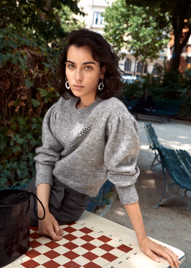 & Other Stories Embellished Wool Blend Sweater