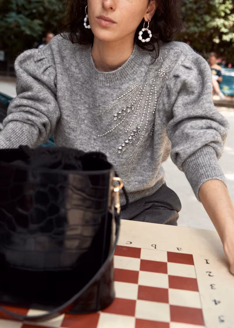 & Other Stories Embellished Wool Blend Sweater