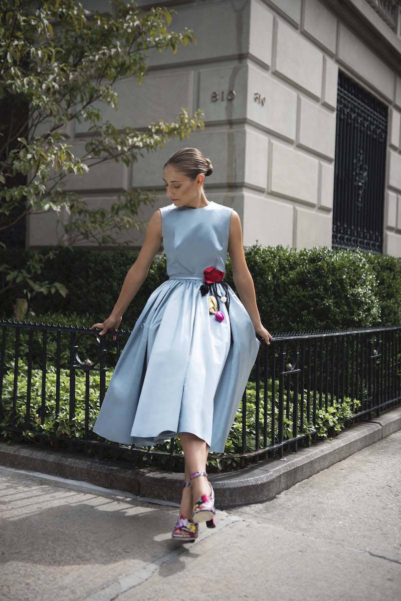 Prada Duchess Satin Full-Skirt Dress