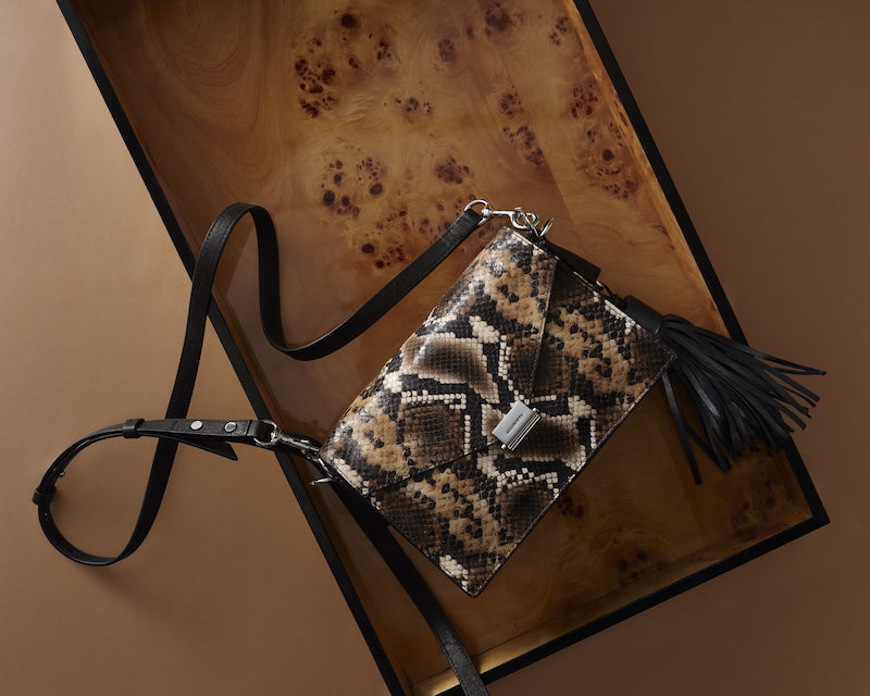 ALLSAINTS Miki Snake Embossed Leather Crossbody Bag