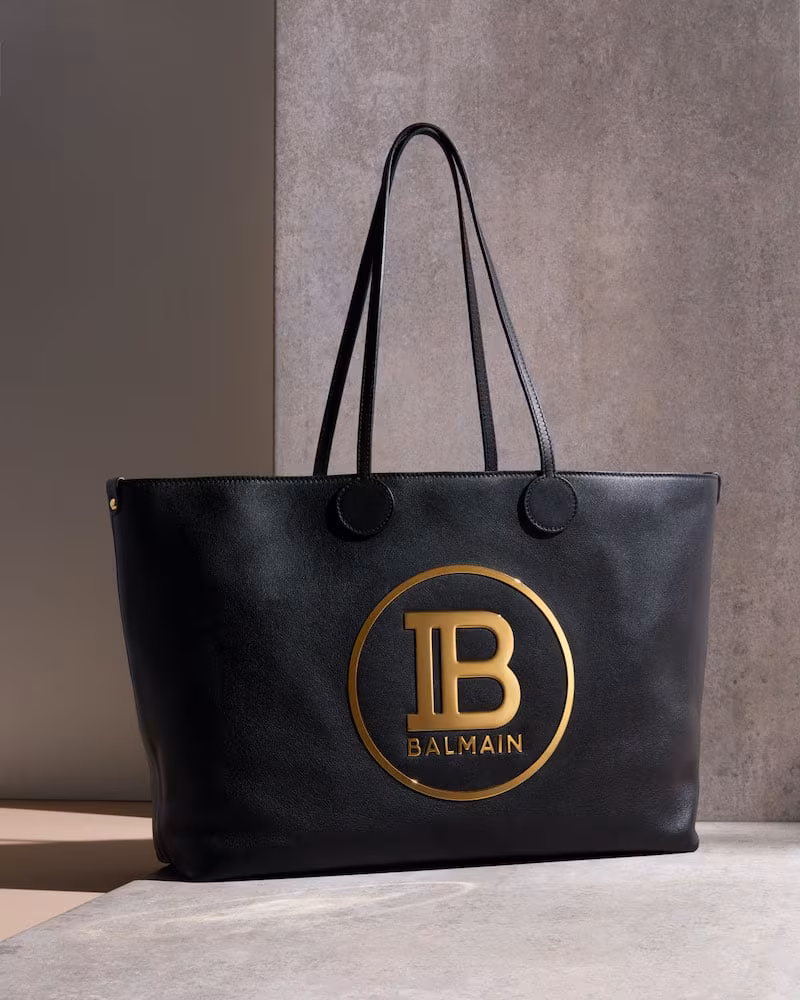 Balmain Smooth Medium Shopping Tote Bag
